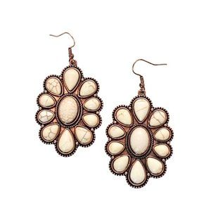 White Cady Concho Copper Fishhook Earrings